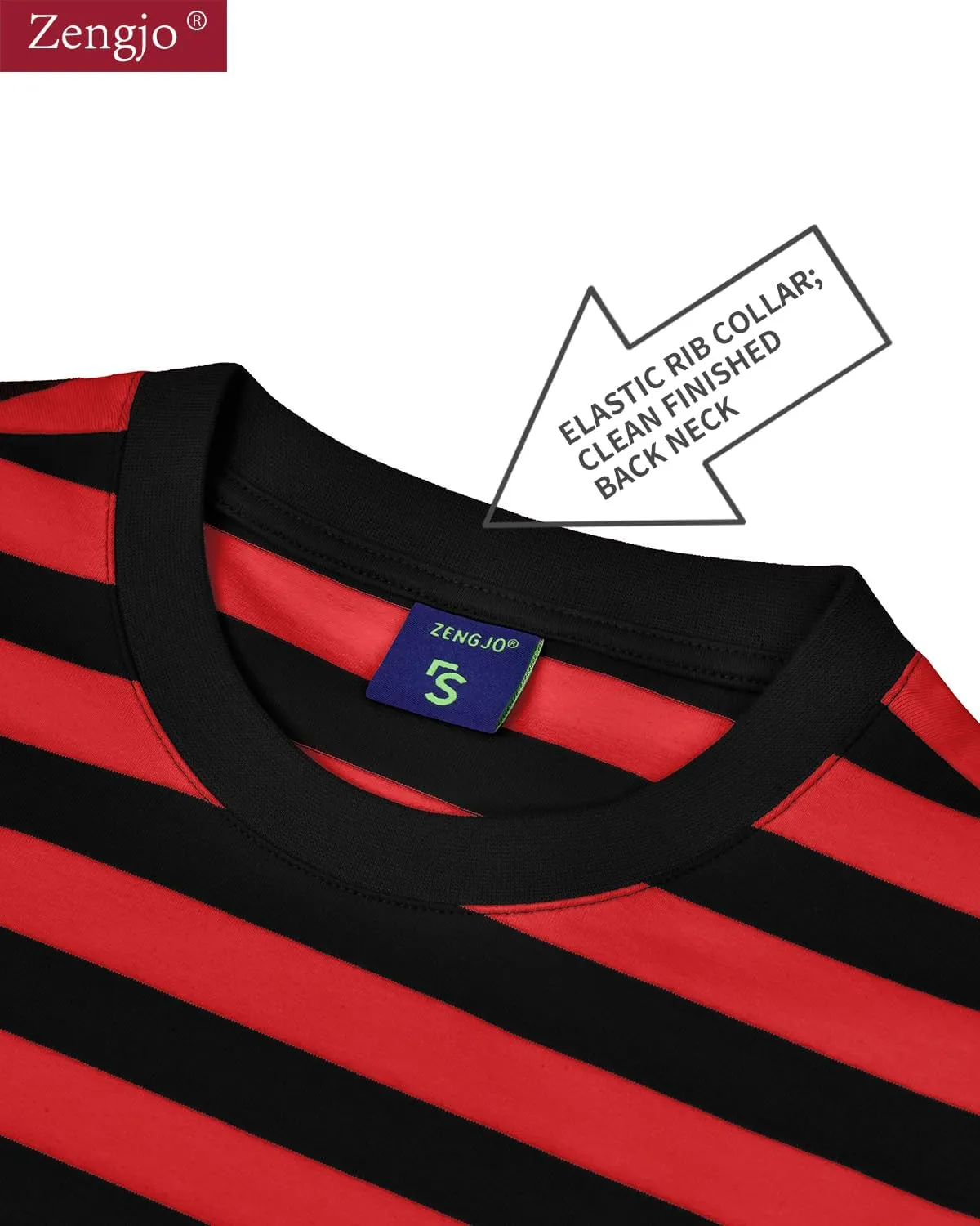 Zengjo Men's Casual Cotton Spandex Striped Crewneck Long-Sleeve T-Shirt Basic Pullover Stripe tee Shirt