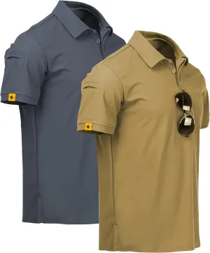 ZITY Mens 2 Pack Polo Shirts Short Sleeve Performance Sports Golf Shirt for Men Tactical Shirt